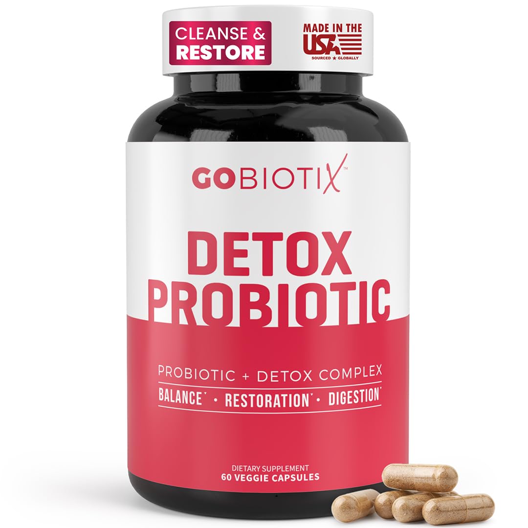 GOBIOTIX Detox Probiotic Supplement for Digestive Health - Milk Thistle, Turmeric, and Dandelion Root, Enzymes for Gut Health