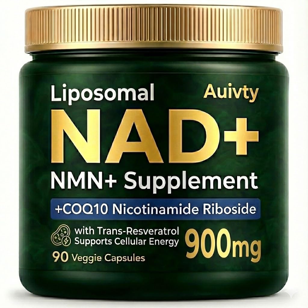 Auivty Liposomal NAD+ NMN Supplement with COQ10, Nicotinamide Riboside, Trans-Resveratrol, 900mg, 90 Veggie Capsules Auivty Au supplements