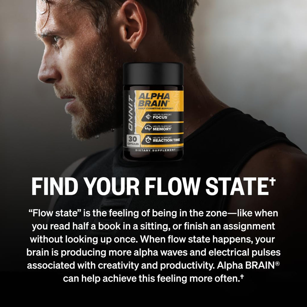 ONNIT Alpha Brain Nootropic Brain Supplement for Focus, Memory, Mental Clarity, Cognitive Support with L-Theanine and Vitamin B6, 30 Count Capsules
