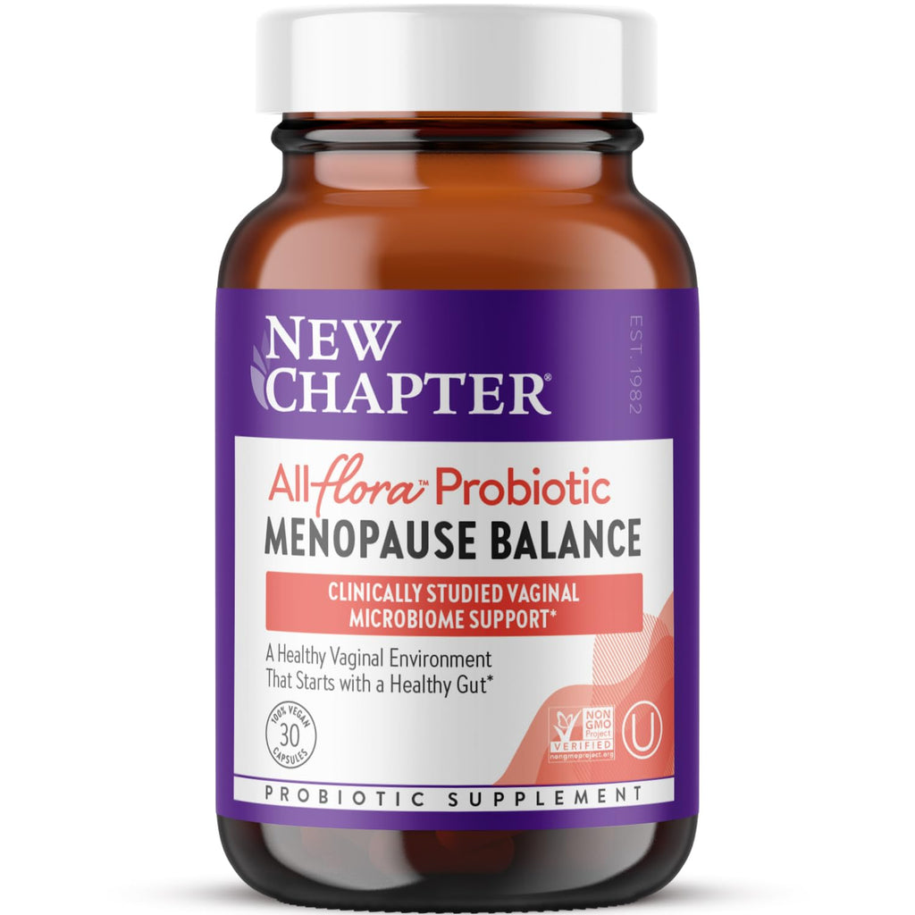 New Chapter All-Flora Probiotic Menopause Balance, Ultra-Concentrated Probiotics for Women with Black Cohosh for Menopause Hot Flashes, 100% Vegan, 30 Vegan Capsules New Chapter Au supplements