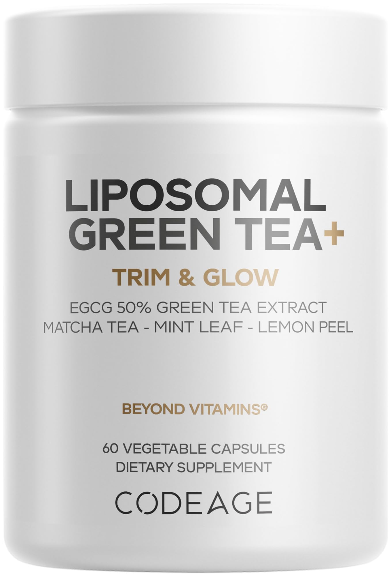 Codeage Liposomal Green Tea+ EGCG 50% Green Tea Extract, Organic Matcha Green Powder, Peppermint Leaf, Lemon Peel, Liposomal Delivery - Vegan Pils Supplement - Non-GMO - 60 Capsules Codeage Au supplements