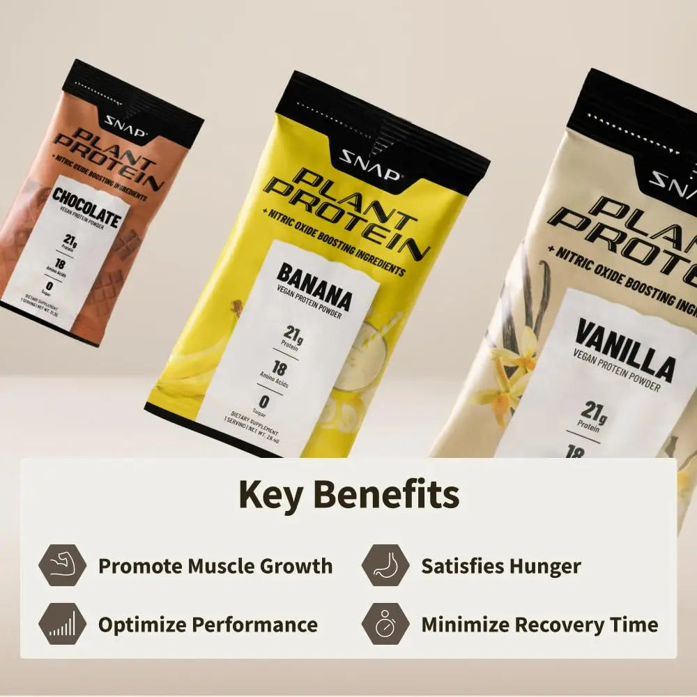 Snap Supplements 100% Plant Based Protein Powder Stick Packs with Nitric Oxide Booster Snap Supplements Au supplements