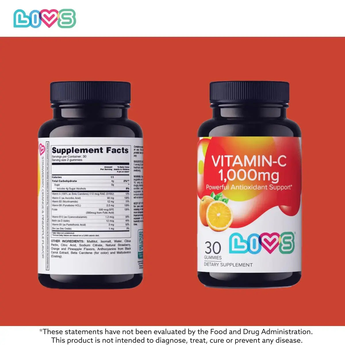 Vitamin C 1000mg Gummies for Kids & Adults |Antioxidant & Immune Support Supplement | Vegan Multivitamin for Hair, Skin & Nails LIVS Au supplements
