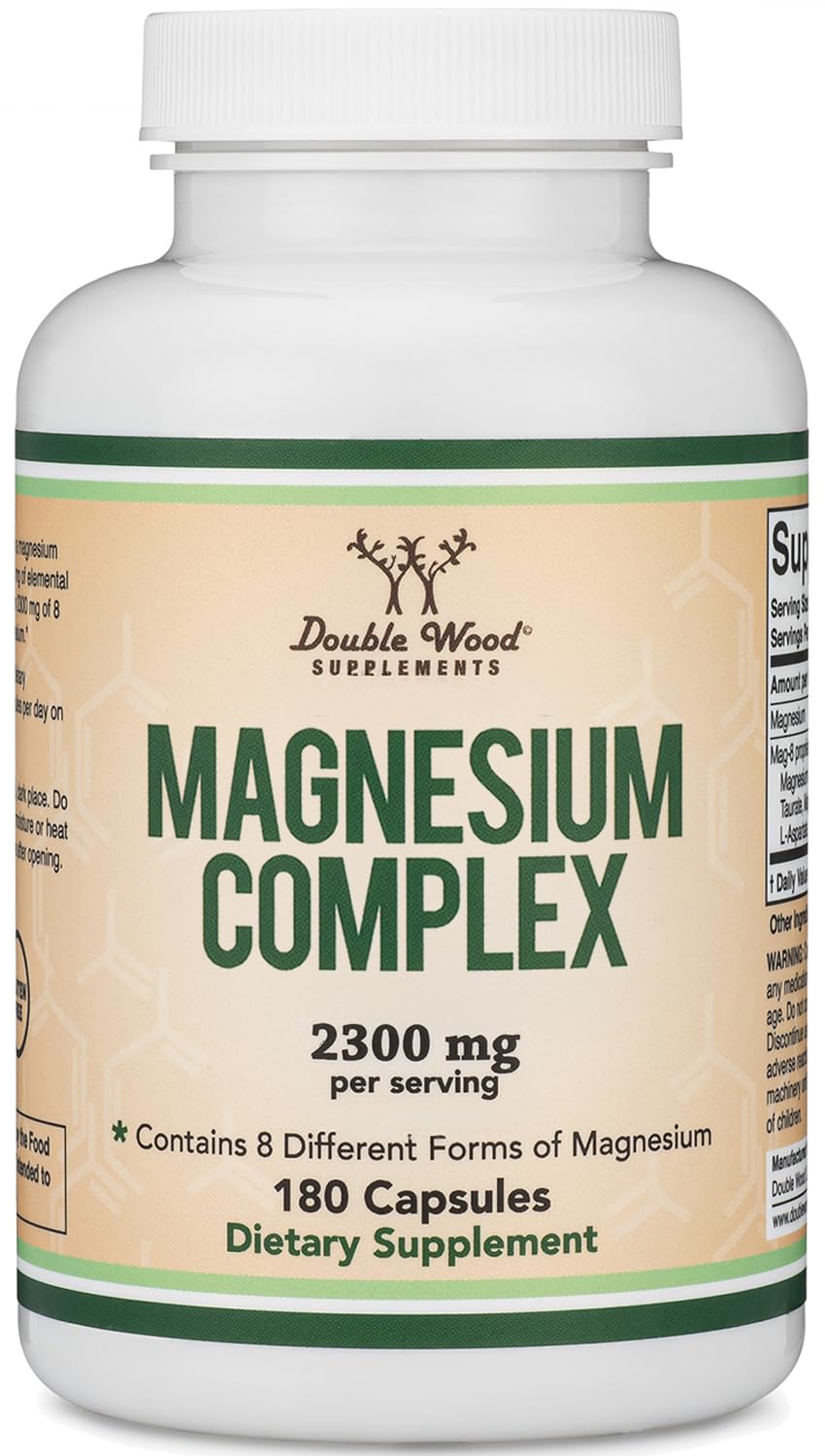 Magnesium Complex Supplement 180 Capsules (426mg Elemental Magnesium Provided by 2,300mg of Eight Different Forms of Magnesium) MAG-8 Provides 100% Daily Recommended Value of Magnesium by Double Wood Double Wood Supplements Au supplements