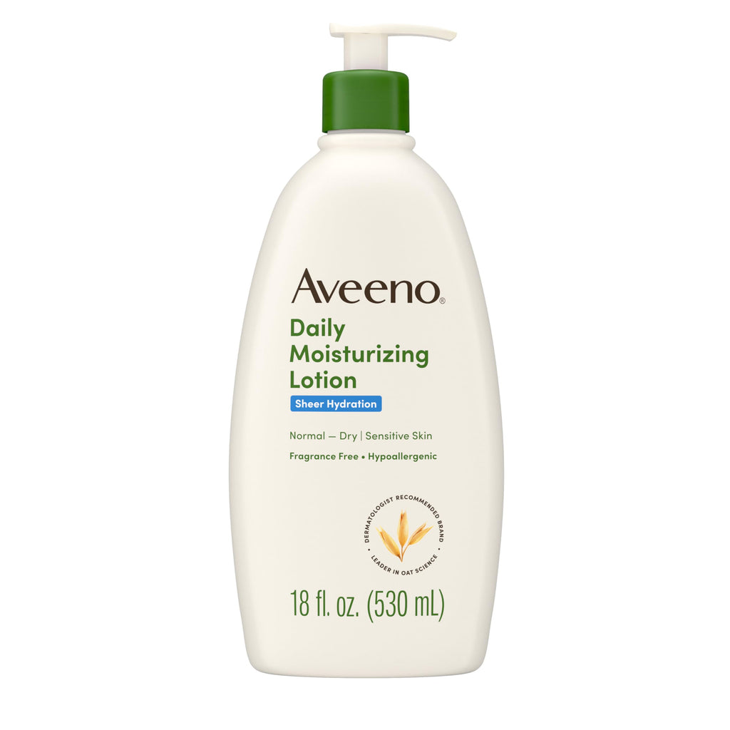 Aveeno Sheer Hydration Fragrance-Free Daily Moisturizing Lotion with Prebiotic Oat for Dry Skin, Lightweight
