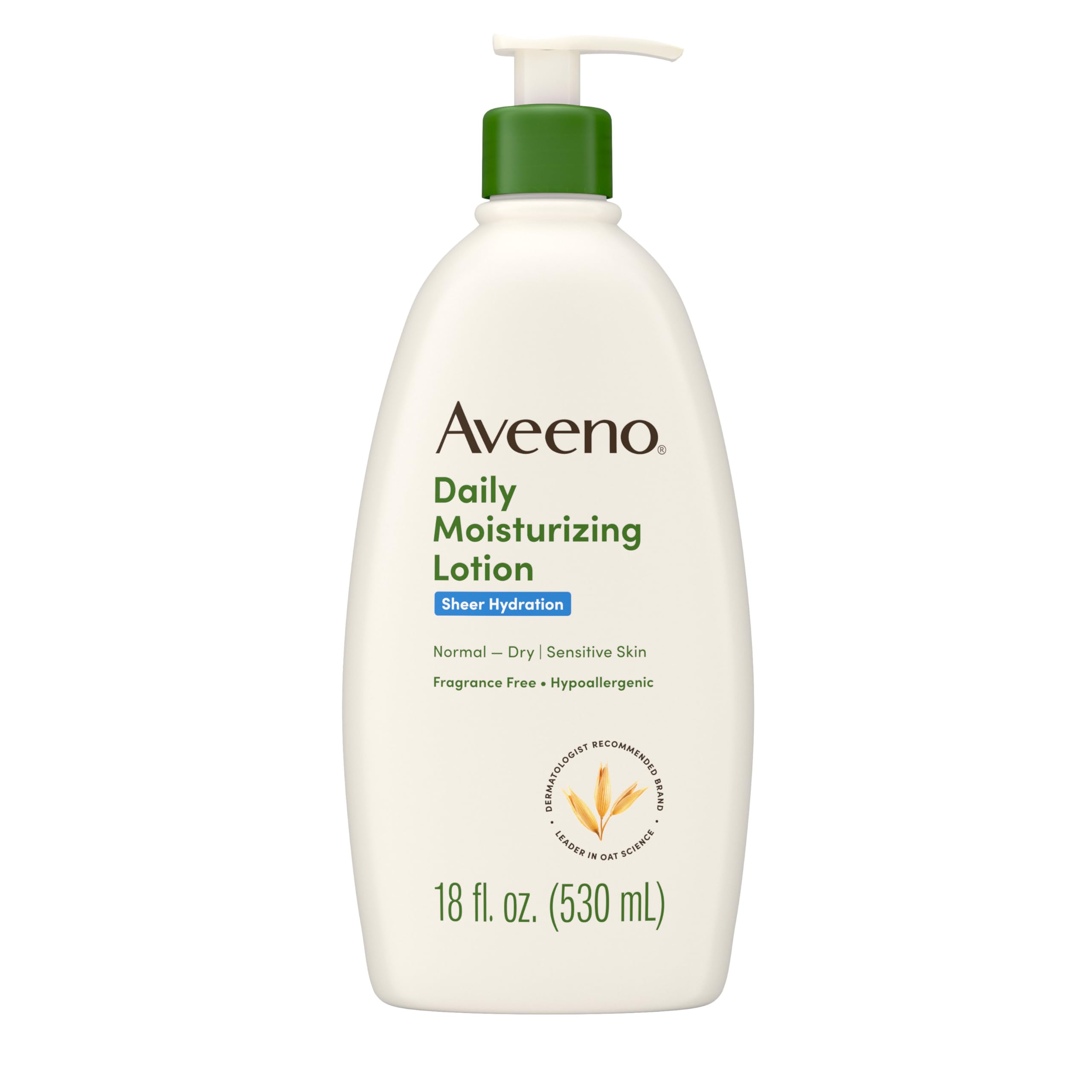 Aveeno Sheer Hydration Fragrance-Free Daily Moisturizing Lotion with Prebiotic Oat for Dry Skin, Lightweight