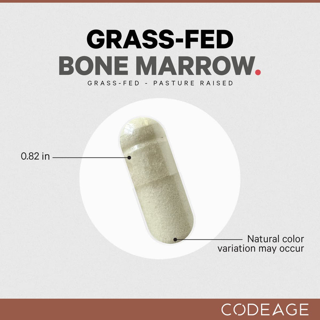 Codeage Grass-Fed Bone Marrow Supplement – Freeze-Dried, Non-Defatted Beef Bone Matrix & Cartilage – 1500mg per Serving, 180 Capsules Codeage Au supplements