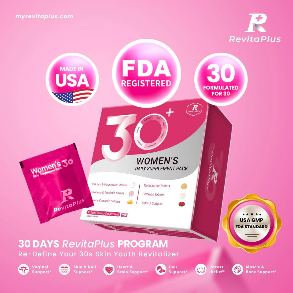 RevitaPlus Multivitamin for Women with Vitamin A,B,C,D3,E,K2,Biotin, Collagen,Krill Oil,Cranberries Supports Energy,Wellness,Beauty and Immune - Vitamin Packs for Women Health 30 Packs RevitaPlus Au supplements