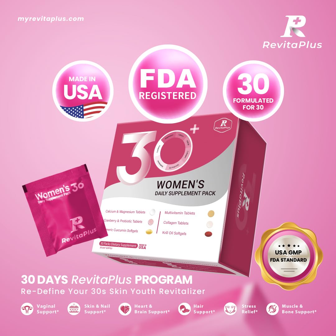 RevitaPlus Multivitamin for Women with Vitamin A,B,C,D3,E,K2,Biotin, Collagen,Krill Oil,Cranberries Supports Energy,Wellness,Beauty and Immune - Vitamin Packs for Women Health 30 Packs RevitaPlus Au supplements