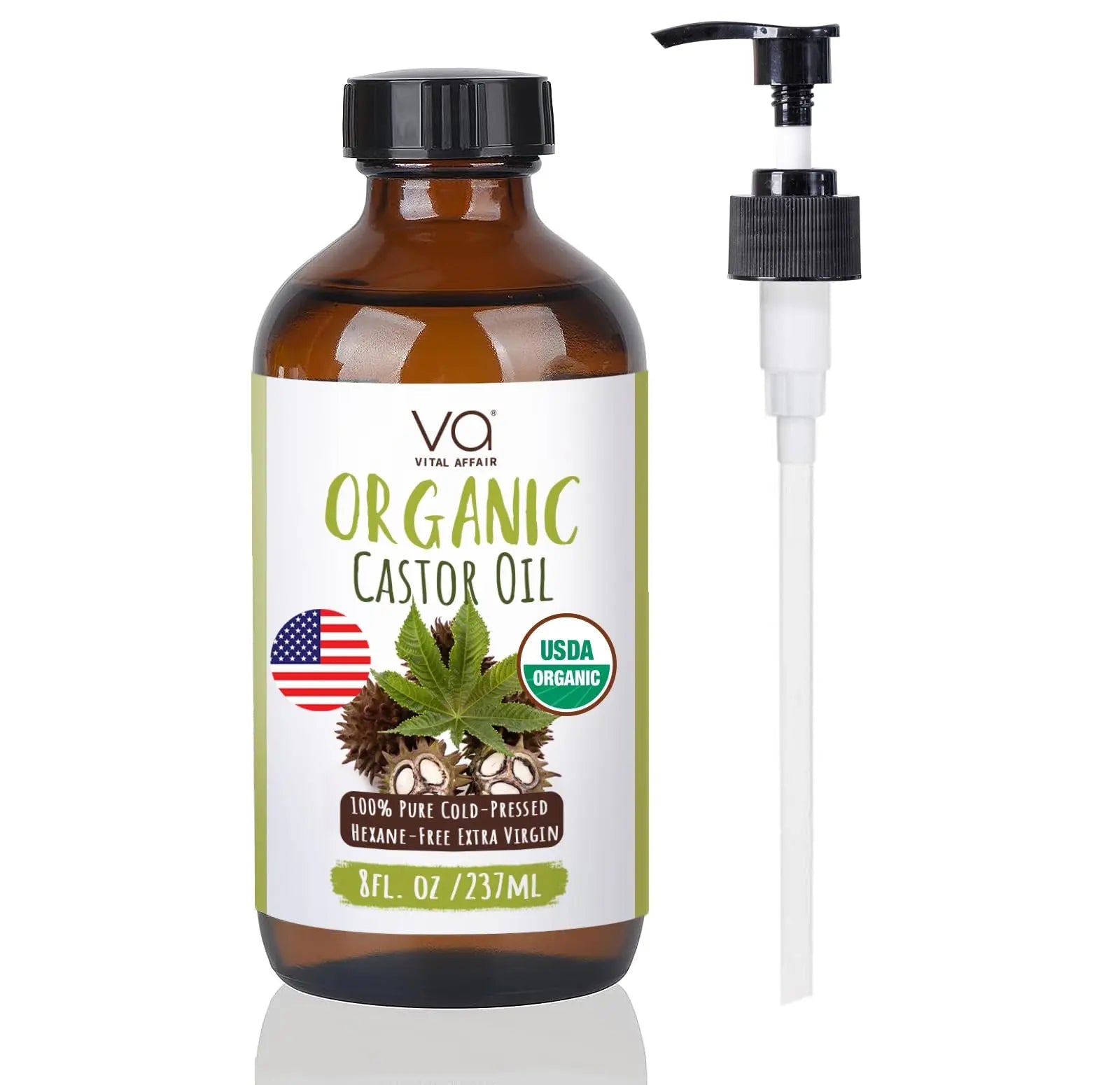 VITAL AFFAIR Castor Oil Organic Cold Pressed Unrefined Glass Bottle- USDA Certified Organic Castor Oil VITAL AFFAIR Au supplements