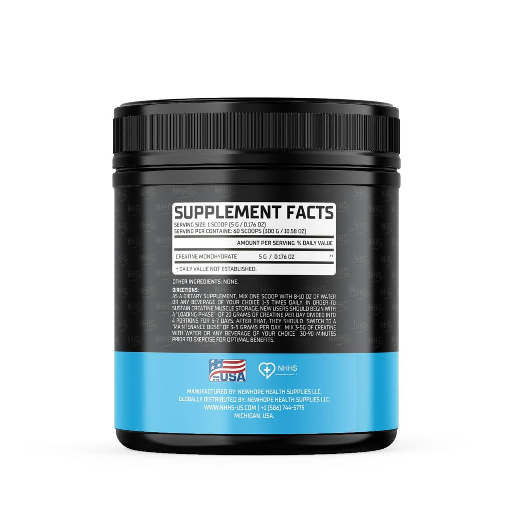 NHHS Micronized Creatine Monohydrate – Supports Strength & Muscle Performance | Ultra-Pure, Unflavored, 60 Servings, 300 Grams – Made in USA, Gluten-Free, Non-GMO NHHS Au supplements