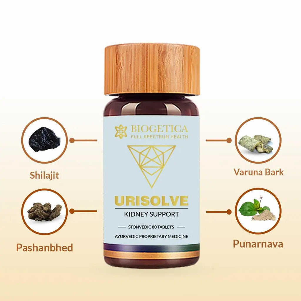 Biogetica Urisolve Kidney Care Herbal Supplement with Asparagus Racemosus & Terminalia Chebula for Optimal Urinary System Support - Non-GMO - 100% Vegan Ayurveda Supplement - 80 Tablets Biogetica Au supplements
