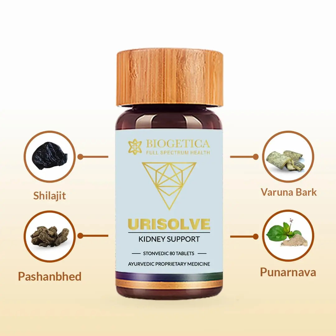 Biogetica Urisolve Kidney Care Herbal Supplement with Asparagus Racemosus & Terminalia Chebula for Optimal Urinary System Support - Non-GMO - 100% Vegan Ayurveda Supplement - 80 Tablets Biogetica Au supplements