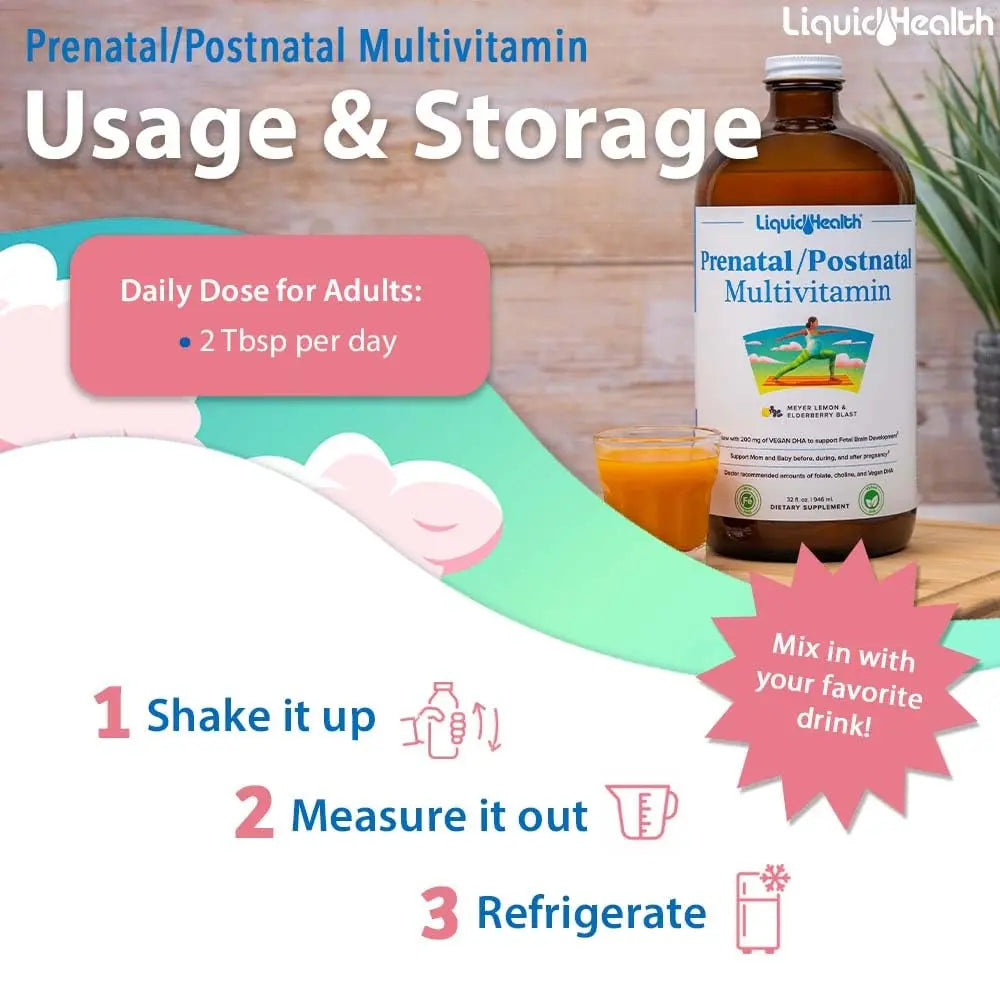 LIQUIDHEALTH Prenatal/Postnatal Multiple Liquid Women's Multivitamin with Real Folate LIQUIDHEALTH Au supplements