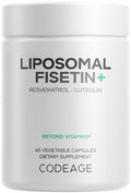 Codeage Liposomal Fisetin Supplement - Fisetin 500 mg - Resveratrol from Japanese Knotweed Extract Polyphenol, Luteolin Sophora Japonica Flavonoid, Liposomal Delivery - Vegan, Non-GMO - 60 Capsules Codeage Au supplements