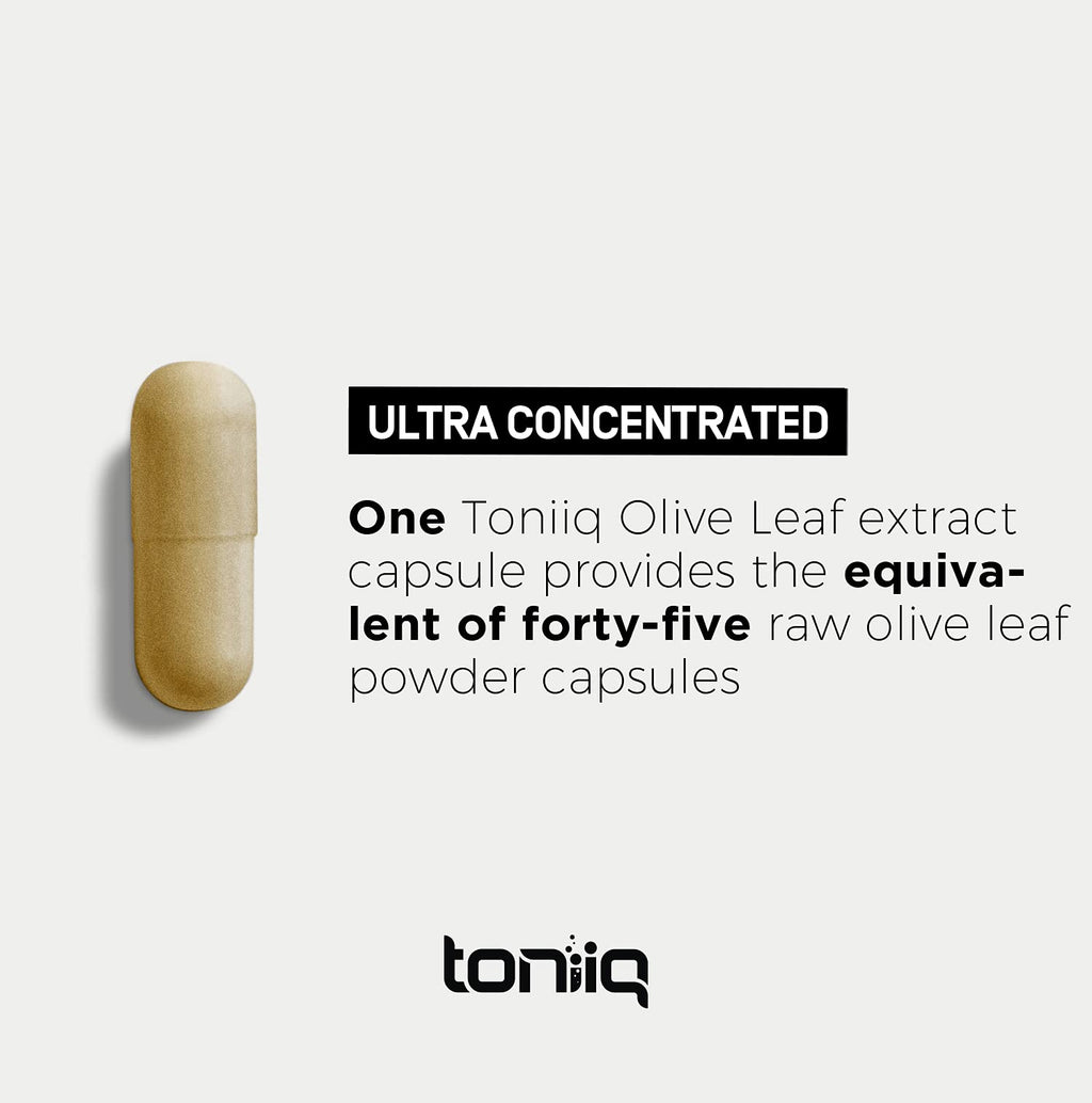 Toniiq Olive Leaf Extract - Ultra High Potency 45:1 Extract with 50% Oleuropein - Highly Concentrated - Third-Party Lab Tested - 120 Capsules Toniiq Au supplements