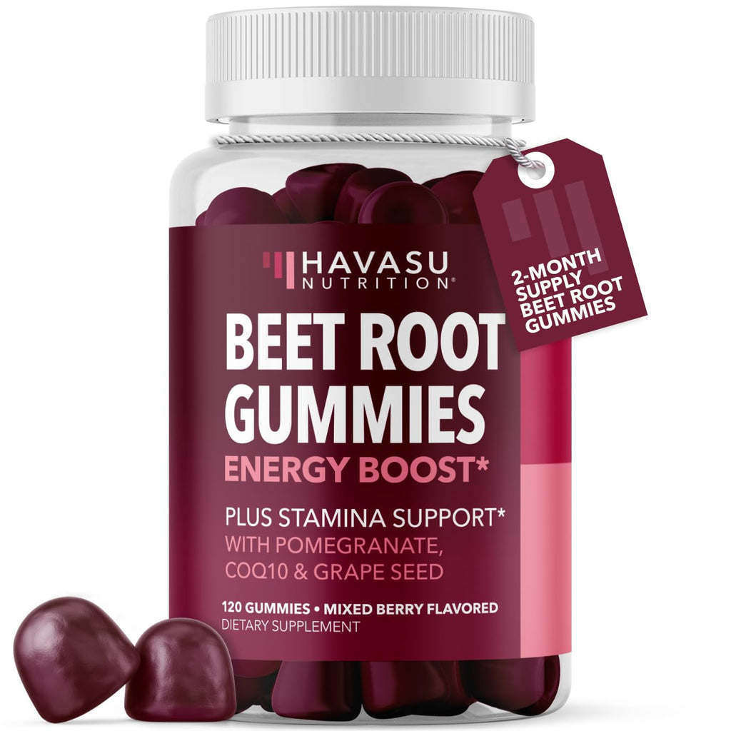 Beet Root Gummies with COQ10 & Pomegranate - Nitric Oxide Supplement for Men and Women - Beetroot for Endurance, Performance, Recovery - Vegan, Non-GMO, Gluten Free -