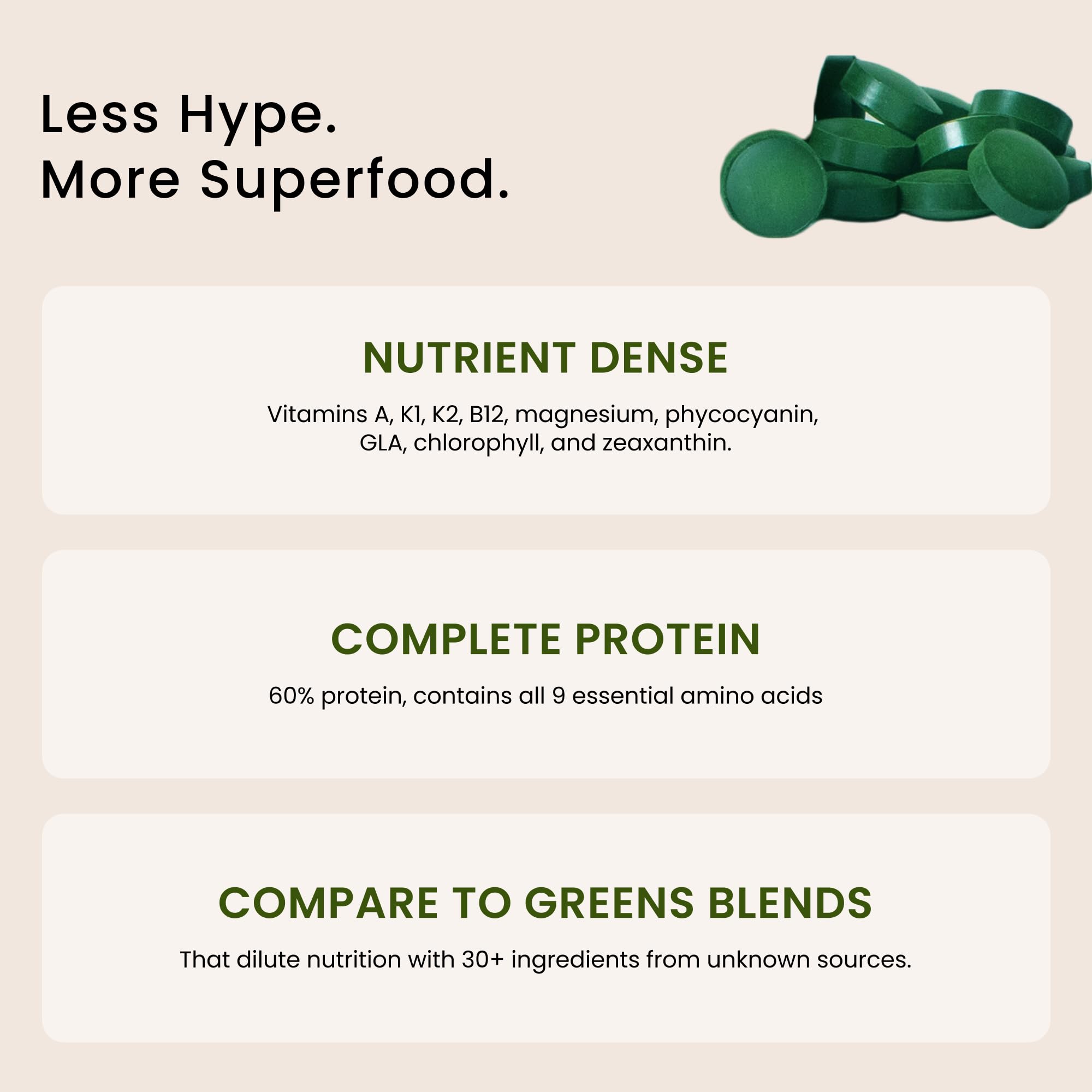Nutrex Hawaii Pure Hawaiian Spirulina – Vegan Superfood, 500 mg Tablets, Farm Grown in Kona, Non-GMO