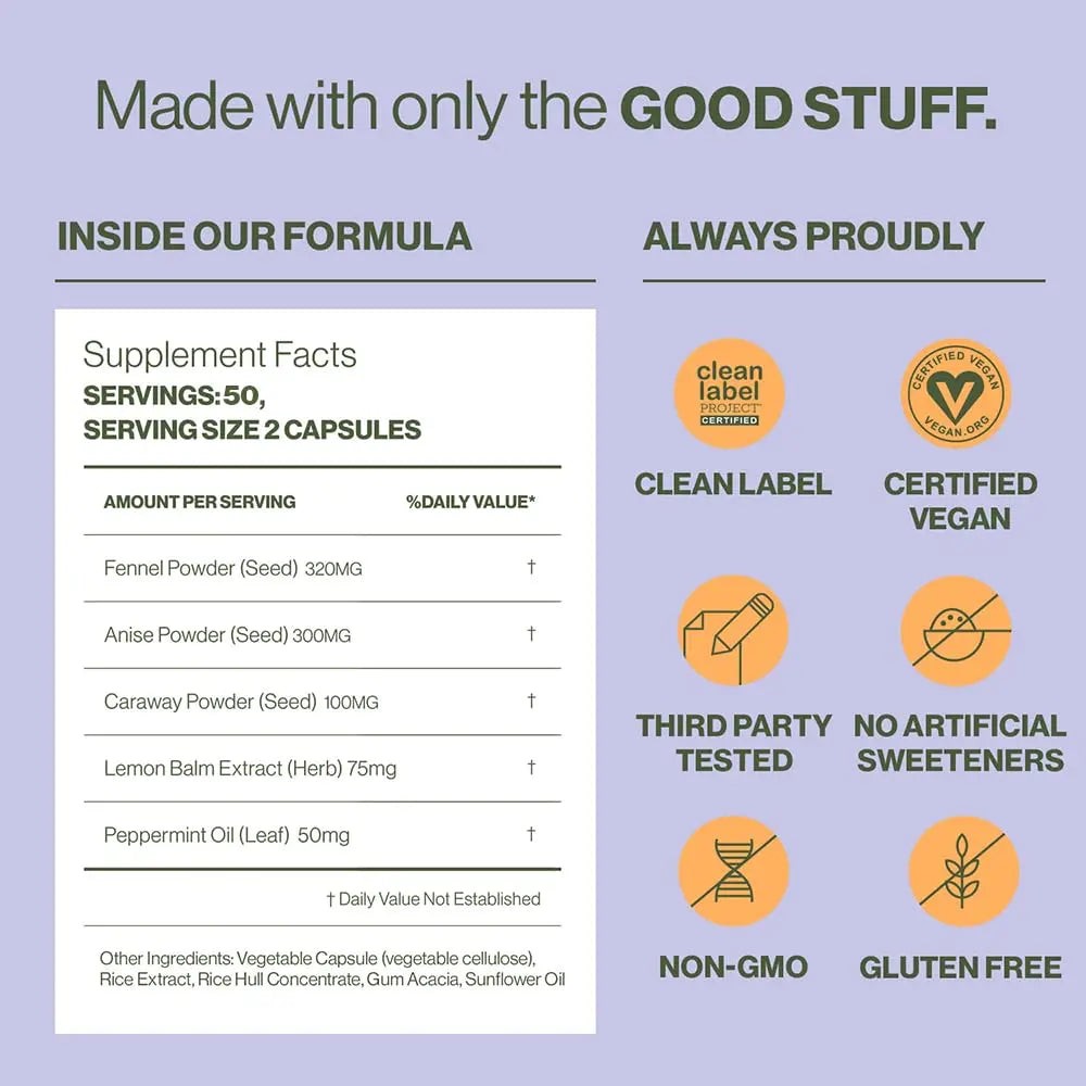 Hilma Natural Gas & Bloating Relief - with Lemon Balm, Fennel & Peppermint Leaf Hilma Au supplements