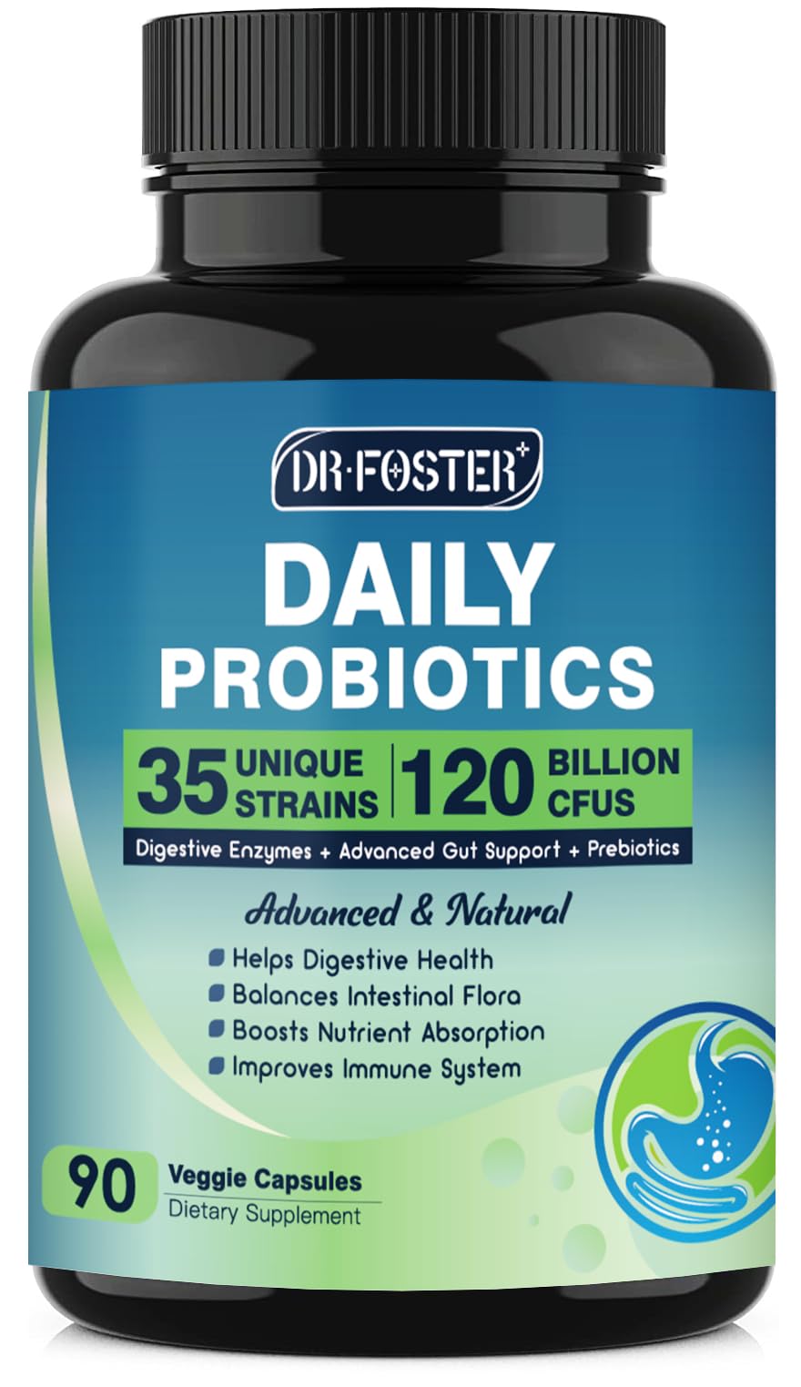 Probiotics for Women-Men Digestive Health with 120 Billion CFUs, Prebiotics and Probiotics for Women-Men, Digestive Enzymes, Nutrient Absorption, Immune Support