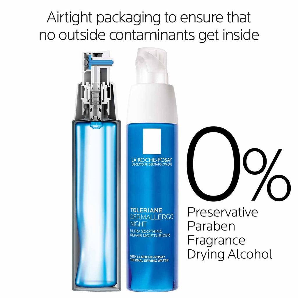 La Roche-Posay Toleriane Dermallergo Night Cream for Face, Intense Soothing Moisturizer with Vitamin E, Allergy Tested