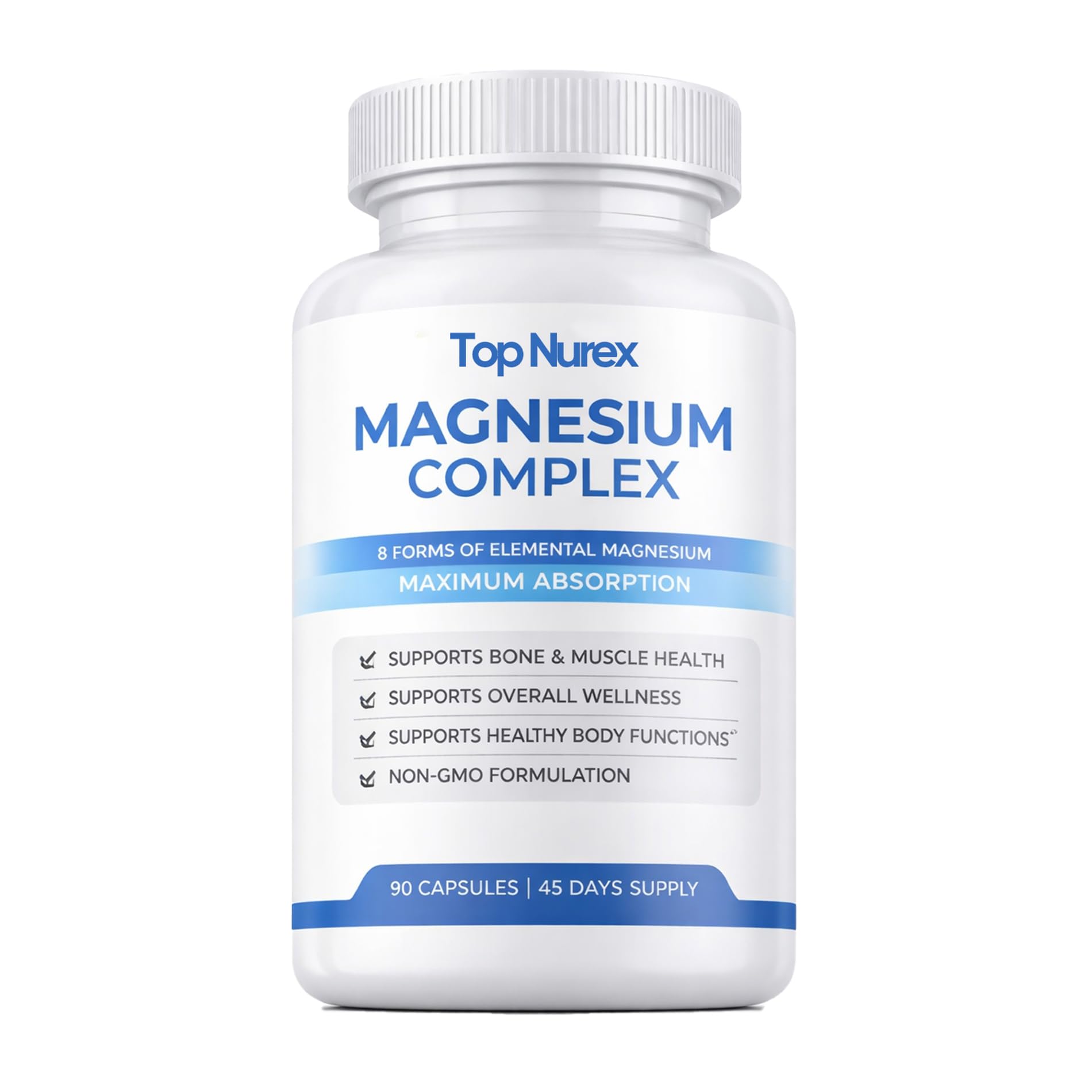 Top Nurex Magnesium Complex for Women & Men,1000mg High Absorption Blend, 8 Magnesium Forms Including Glycinate, Citrate & Malate, Daily Nutrient Support, Vegan Non-GMO, 90 Capsules (1 Pack) wuliao Au supplements