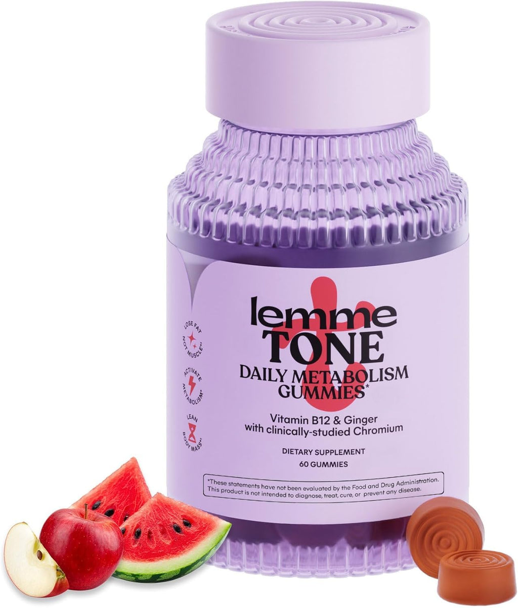 Lemme Tone Metabolism Gummies, Apple Cider Vinegar, Clinically Studied Chromium, B12, Ginger Root Extract, Promote Lean Body Mass