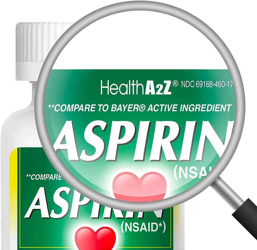 HealthA2Z® Aspirin 81 mg | Low Strength | Enteric Coated | Pain Relief | Reduces Minor Aches Muscle Pain & Cramps | Fever Reducer | Reduces Headache (300 Counts) HealthA2Z Au supplements