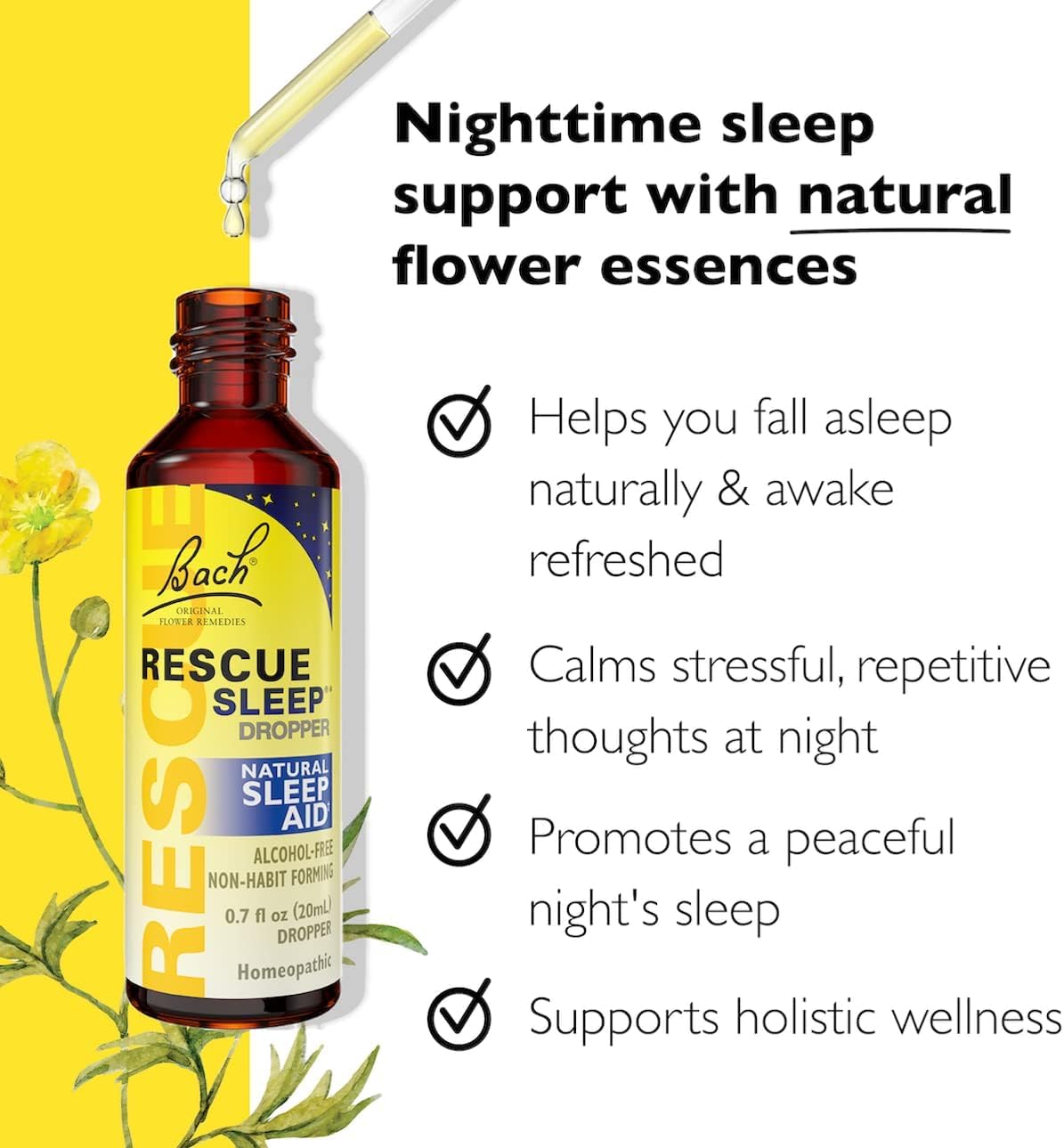RESCUE Stress Relief & Sleep Support Bundle, Non-Alcohol Formulas, Bach Remedy Dropper 20mL 2-Pack RESCUE Au supplements