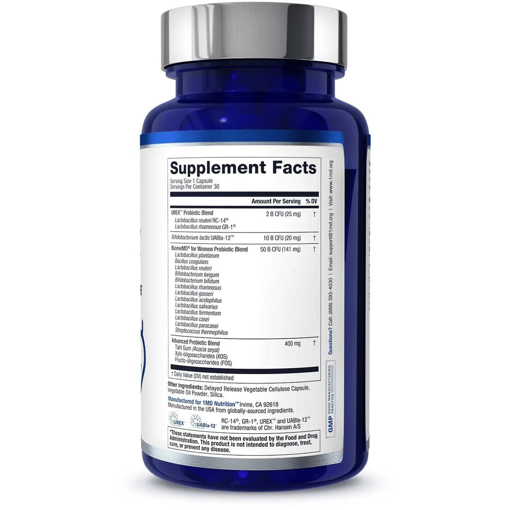 1MD Nutrition BiomeMD Probiotics for Women - Daily Prebiotics and Probiotics for Women - More Than 60 Billion CFUs, 15 Strains - Womens Probiotic to Support Urinary 1MD Nutrition Au supplements
