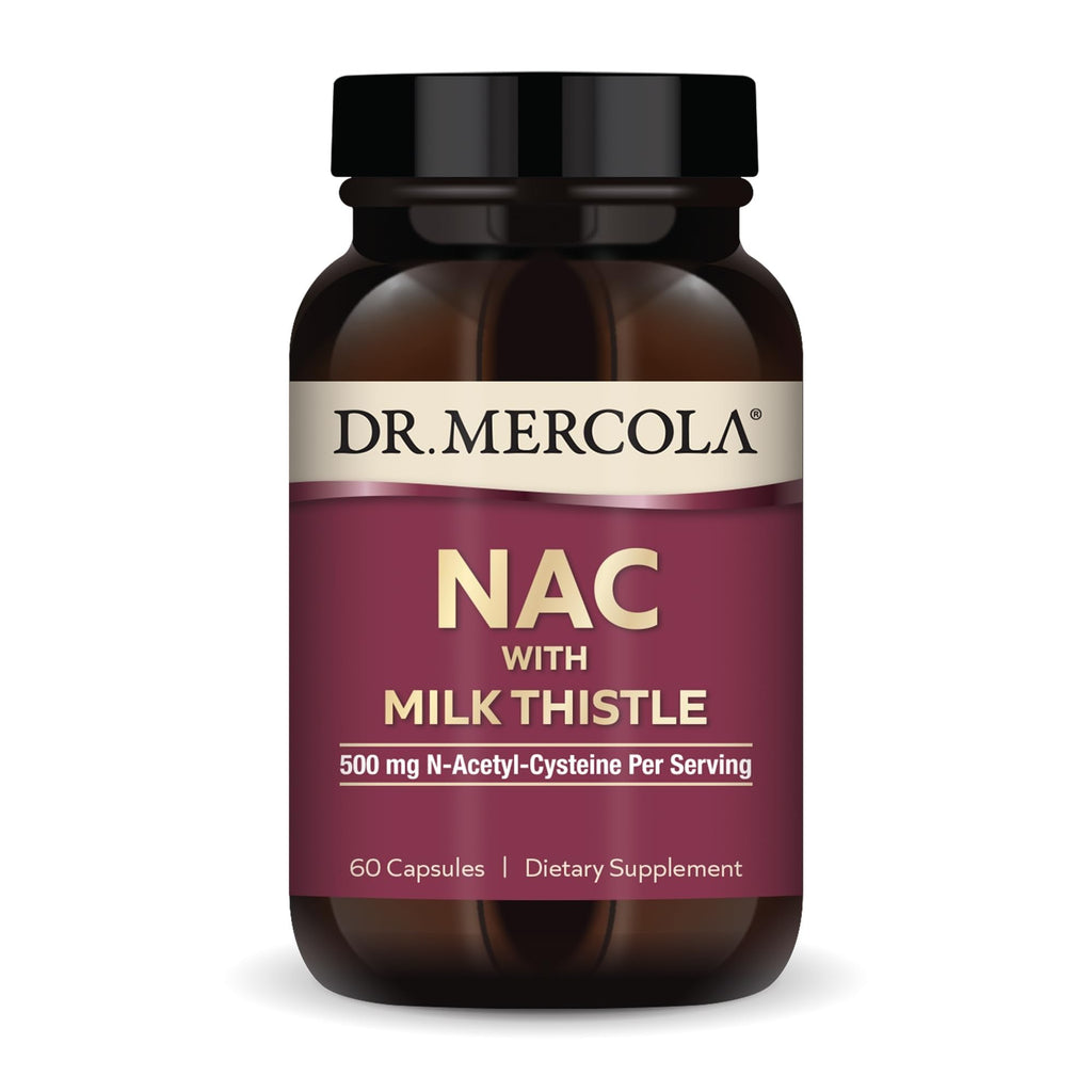 Dr. Mercola NAC with Milk Thistle - with Antioxidants - Supports Normal Detoxification Processes - 500 mg N-Acetyl-Cysteine per Serving - Non-GMO