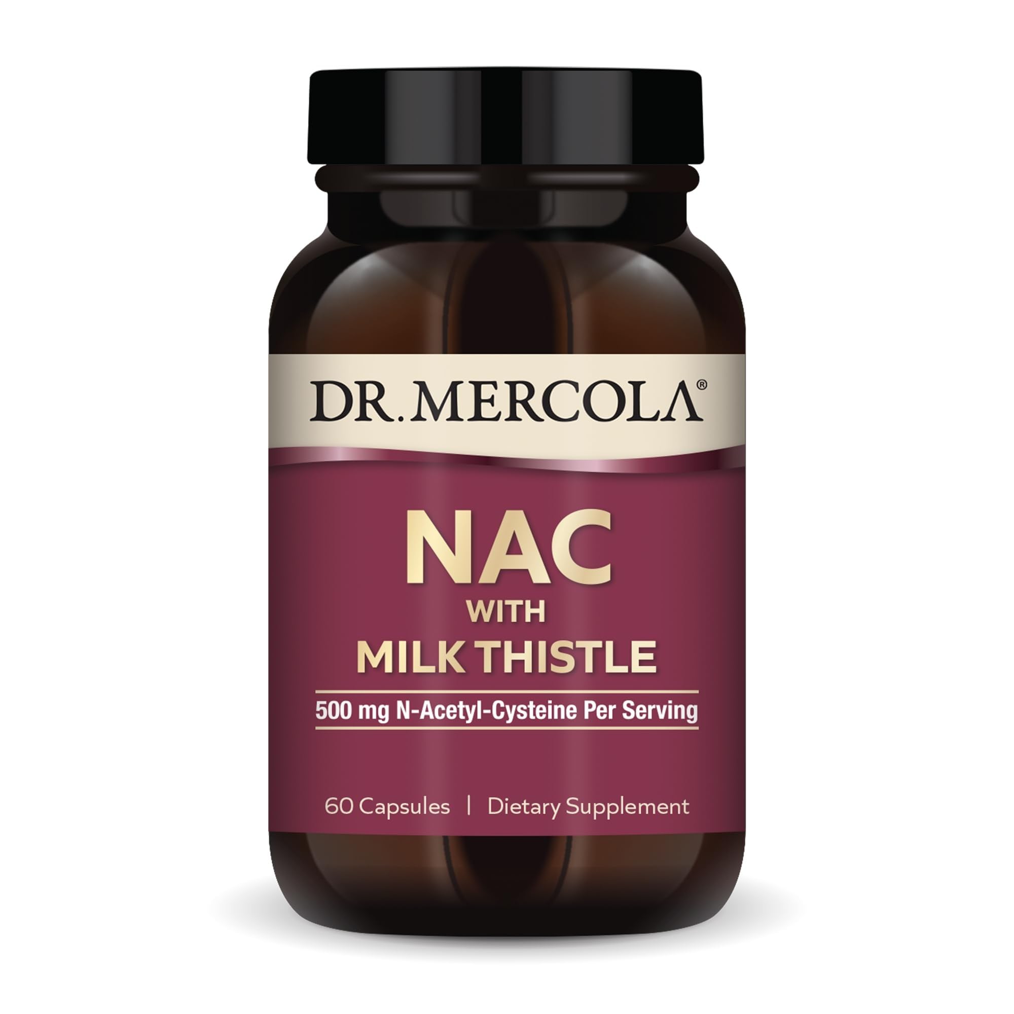 Dr. Mercola NAC with Milk Thistle - with Antioxidants - Supports Normal Detoxification Processes - 500 mg N-Acetyl-Cysteine per Serving - Non-GMO
