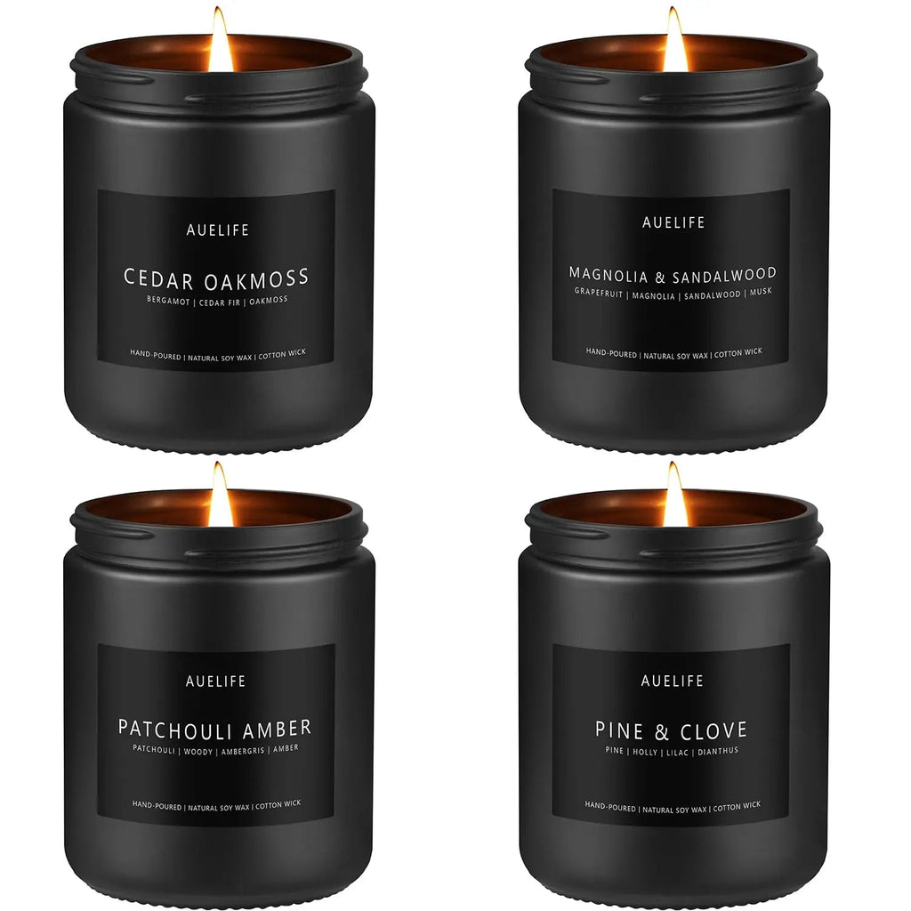 Scented Candles Set | Men Candles Set, Candles for Men Scented Candles for Home - 4 Pack Candles Scents Auelife Au supplements