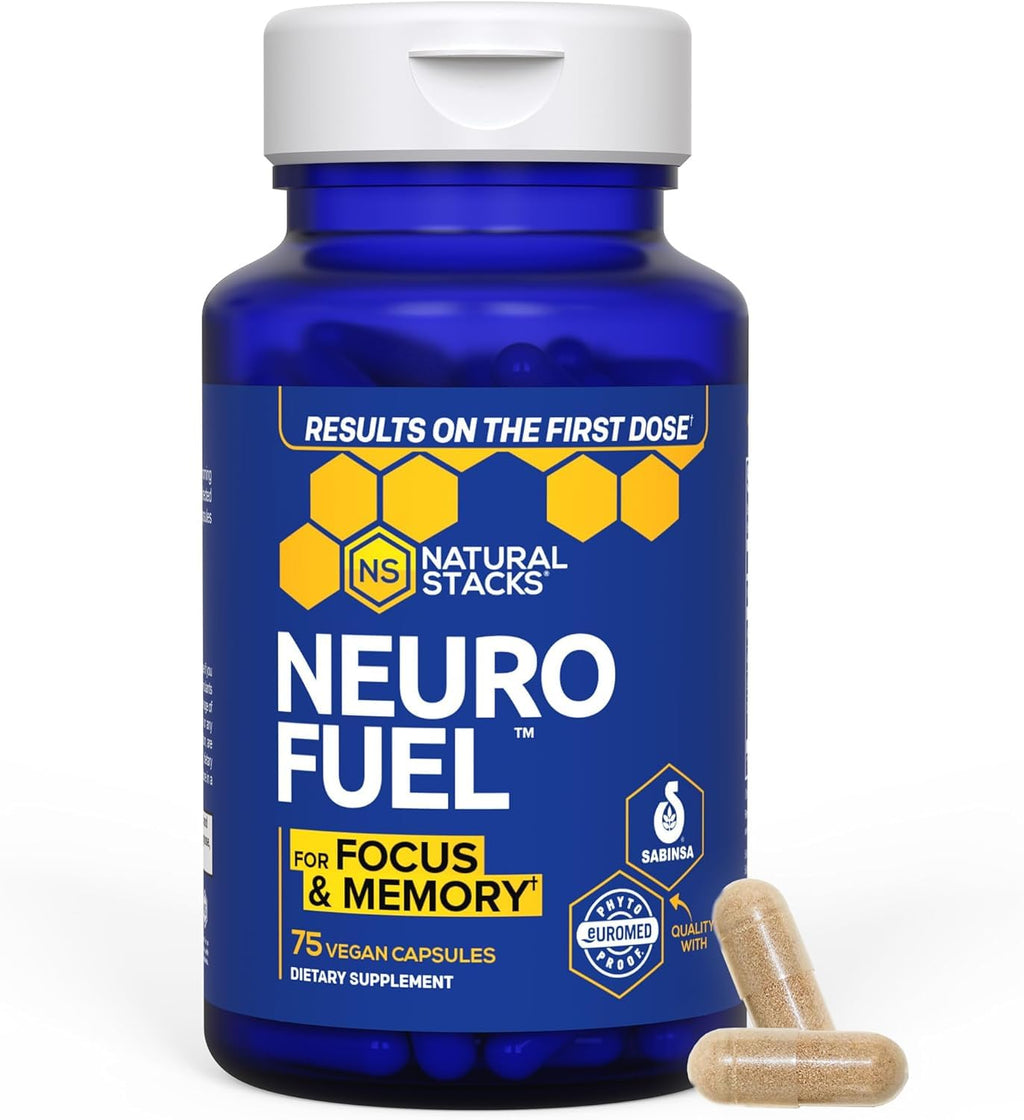 NATURAL STACKS Original NeuroFuel Nootropic Brain Support Supplement - 750mg L-Carnitine & 500mg L-Phenylalanine - Brain Supplement for Memory and Focus* - 75 Focus Pills NATURAL STACKS Au supplements