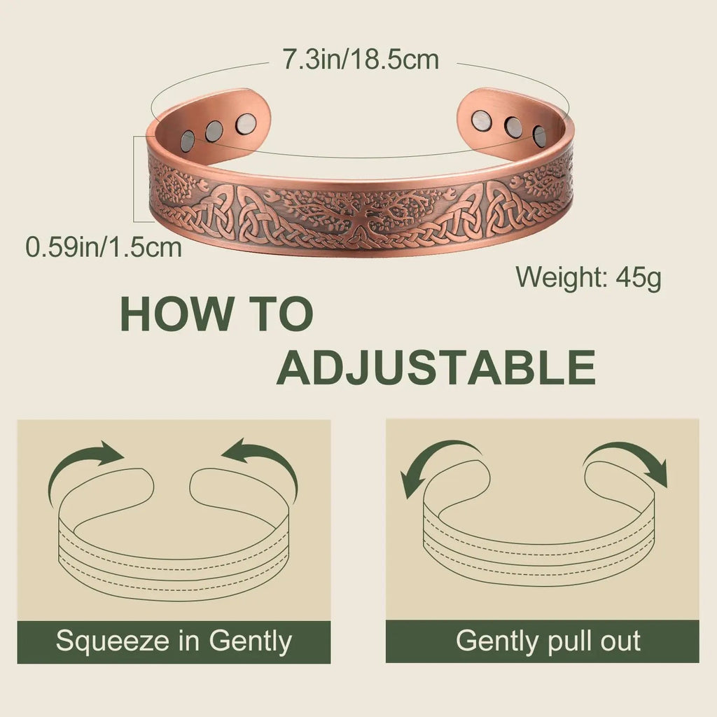 MagEnergy Magnetic Copper Bracelet for Men Life of Tree, 99.99% Pure Copper Bangle MagEnergy Au supplements