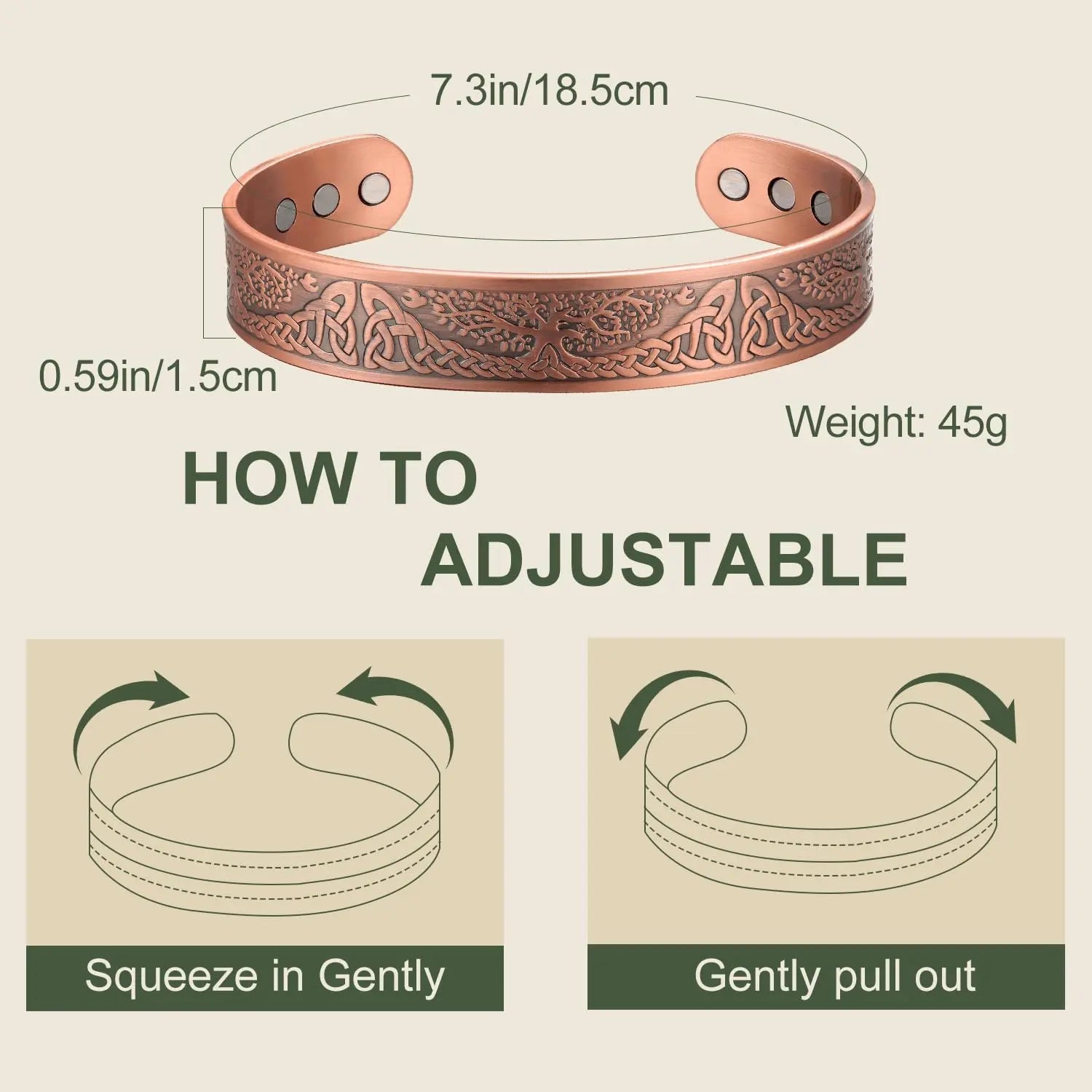 MagEnergy Magnetic Copper Bracelet for Men Life of Tree, 99.99% Pure Copper Bangle MagEnergy Au supplements
