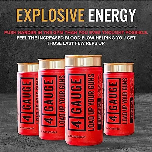 4 Gauge Natural Preworkout Without The Jitters | 30 Servings | Nitric Oxide Booster 4 Gauge Au supplements