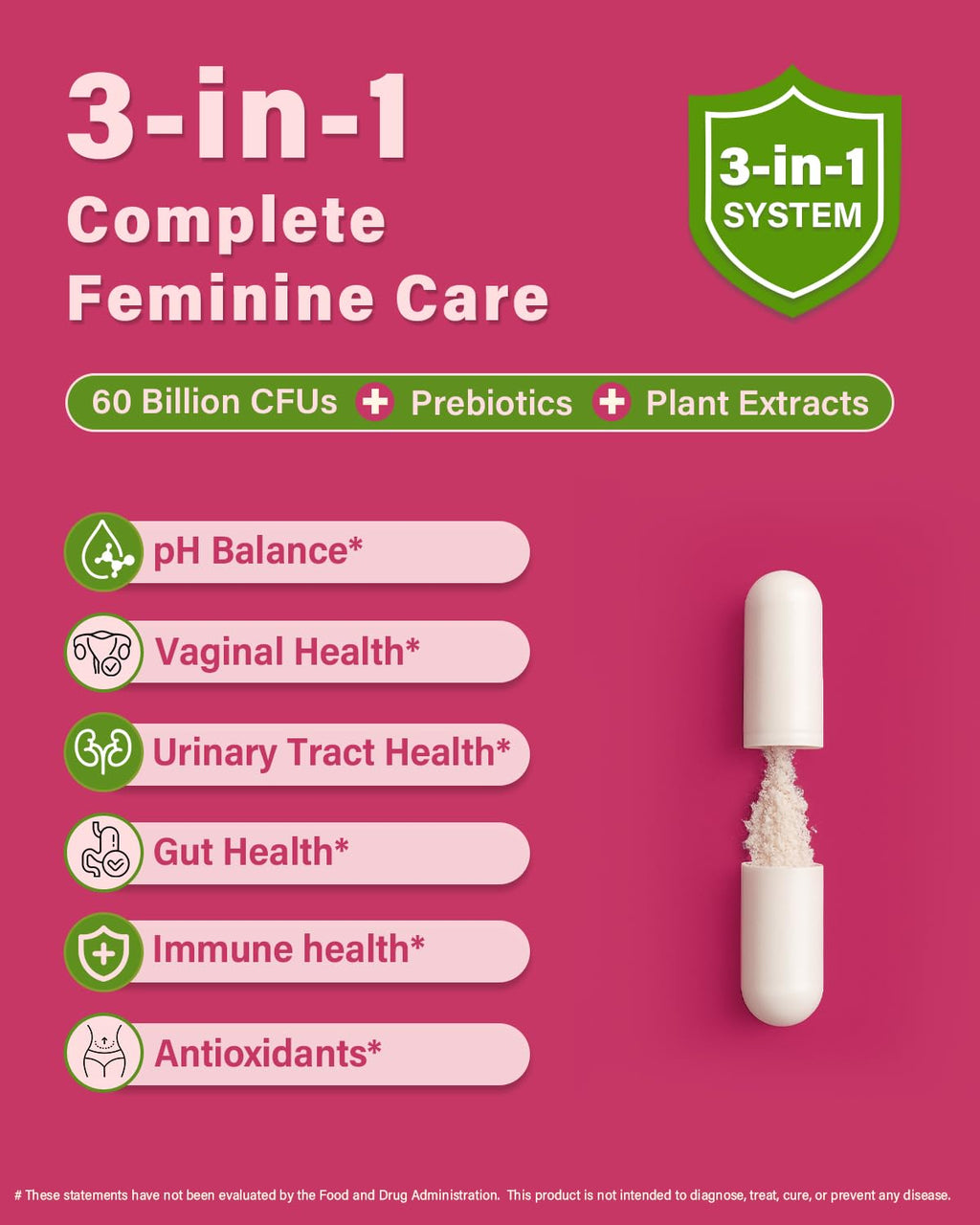 Anven Health Probiotics and Prebiotics for Women pH Balance & Digestion - 60 Billion Vaginal Probiotic with Cranberry & D-Mannose for Gut, Urinary, Immune Health,