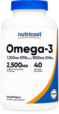 Nutricost Omega 3 Fish Oil - 2500MG, 120 Softgels (40 Serv) - Fish Oil, Wild Caught! 1200mg EPA 850mg DHA