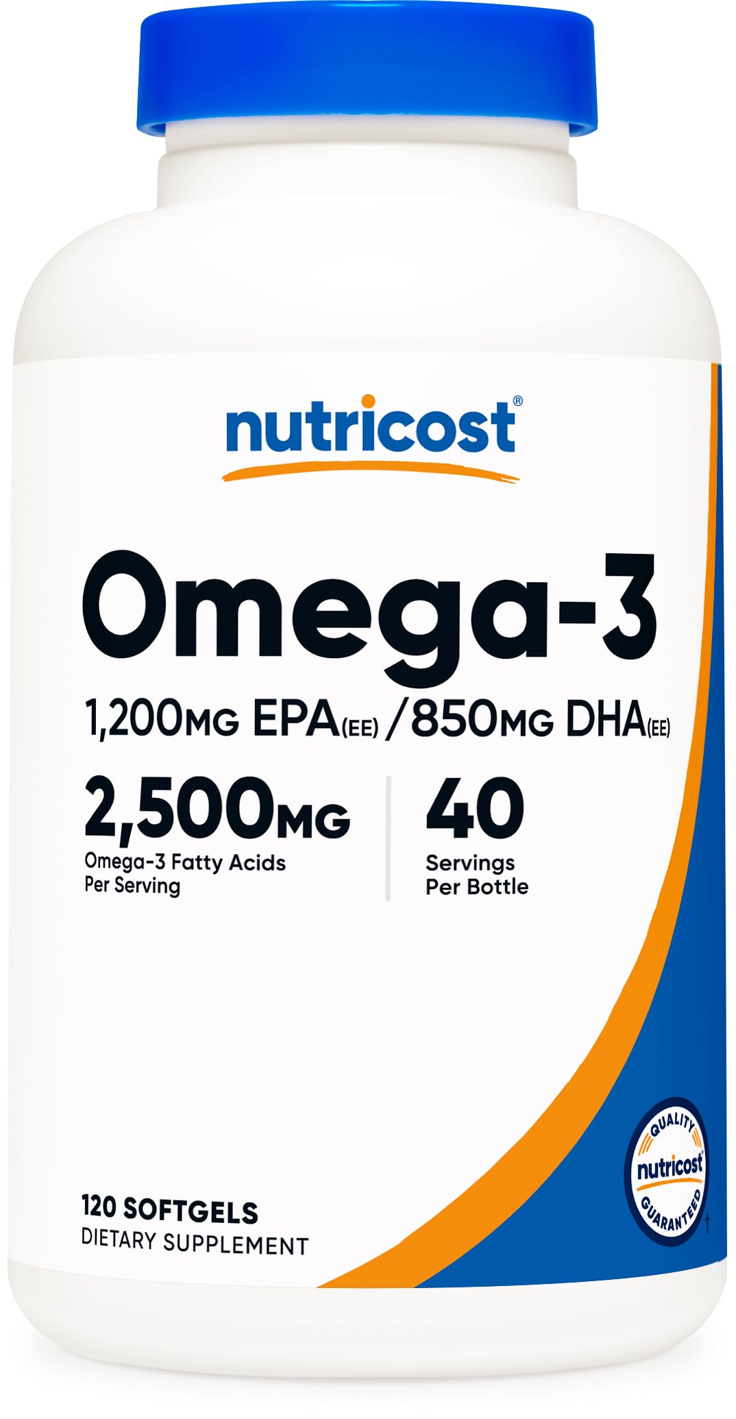 Nutricost Omega 3 Fish Oil - 2500MG, 120 Softgels (40 Serv) - Fish Oil, Wild Caught! 1200mg EPA 850mg DHA