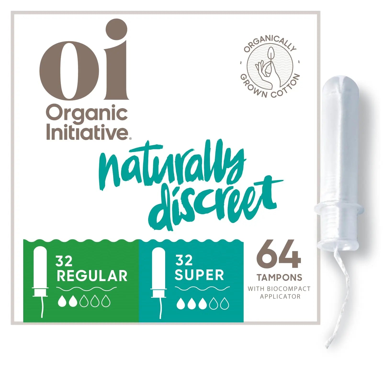 Oi | Organic Initiative - Tampons | Regular/Super Absorbency | Organic Cotton, Unscented oi Au supplements