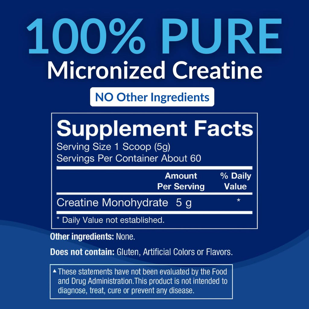 BodyTech Creatine Monohydrate Powder, Unflavored Micronized Creatine Formula for Men and Women, 5g per Serving, Pre Workout & Post Workout Supplement