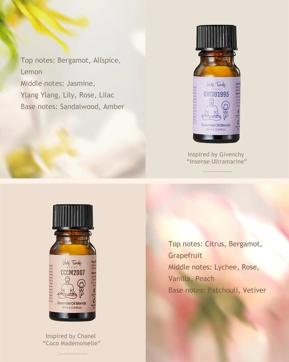 VTS Waterless Diffuser with Classic Perfume Scent Essential Oils Set, Perfume Collection VEDA TINDA SCENT Au supplements