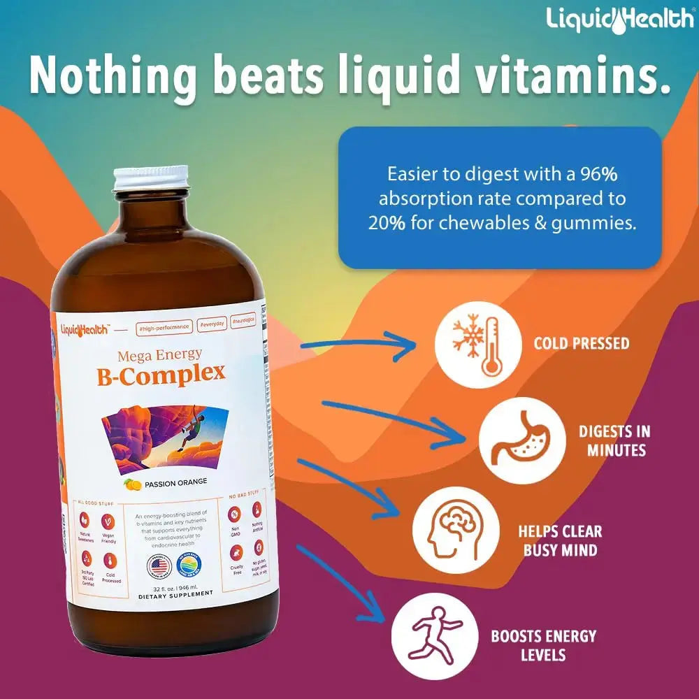 LIQUIDHEALTH Complete Multiple & Mega Energy B-Complex Daily Liquid Vitamins Bundle for Adults - Immune System Support, Increase Energy, Gut & Heart Health LIQUIDHEALTH Au supplements