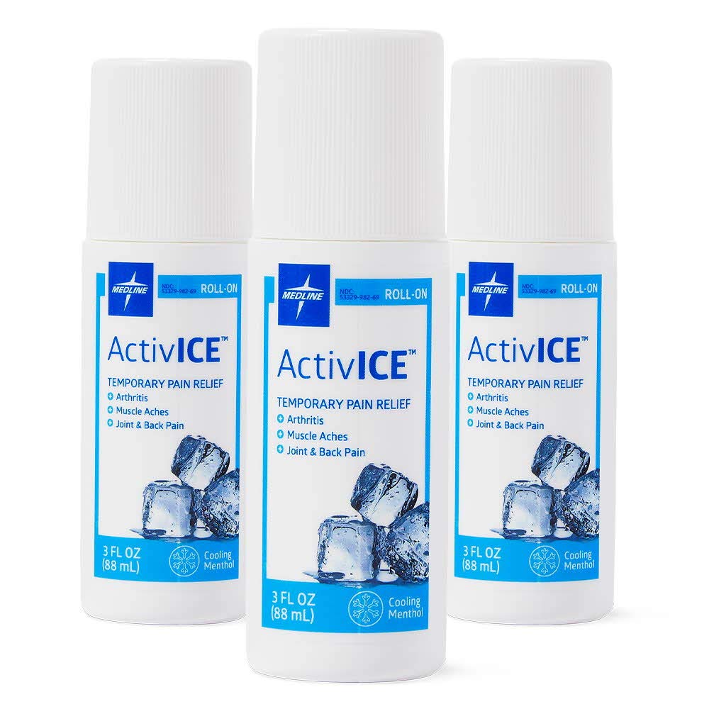 Medline ActivICE Roll-On Cooling Gel, Topical Pain Relief for Arthritis, Joint, Muscle, Back & Body Aches & Pain, 3 oz (3 Count) Medline Au supplements