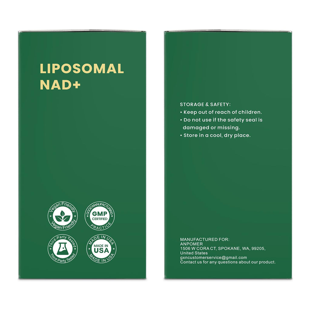 ANPOMER NAD Supplement with Liposomal Nicotinamide Riboside 600mg, Resveratrol, CoQ10, PQQ & D-Ribose, Electrolyte Blend, 30 Liquid Packets ANPOMER Au supplements