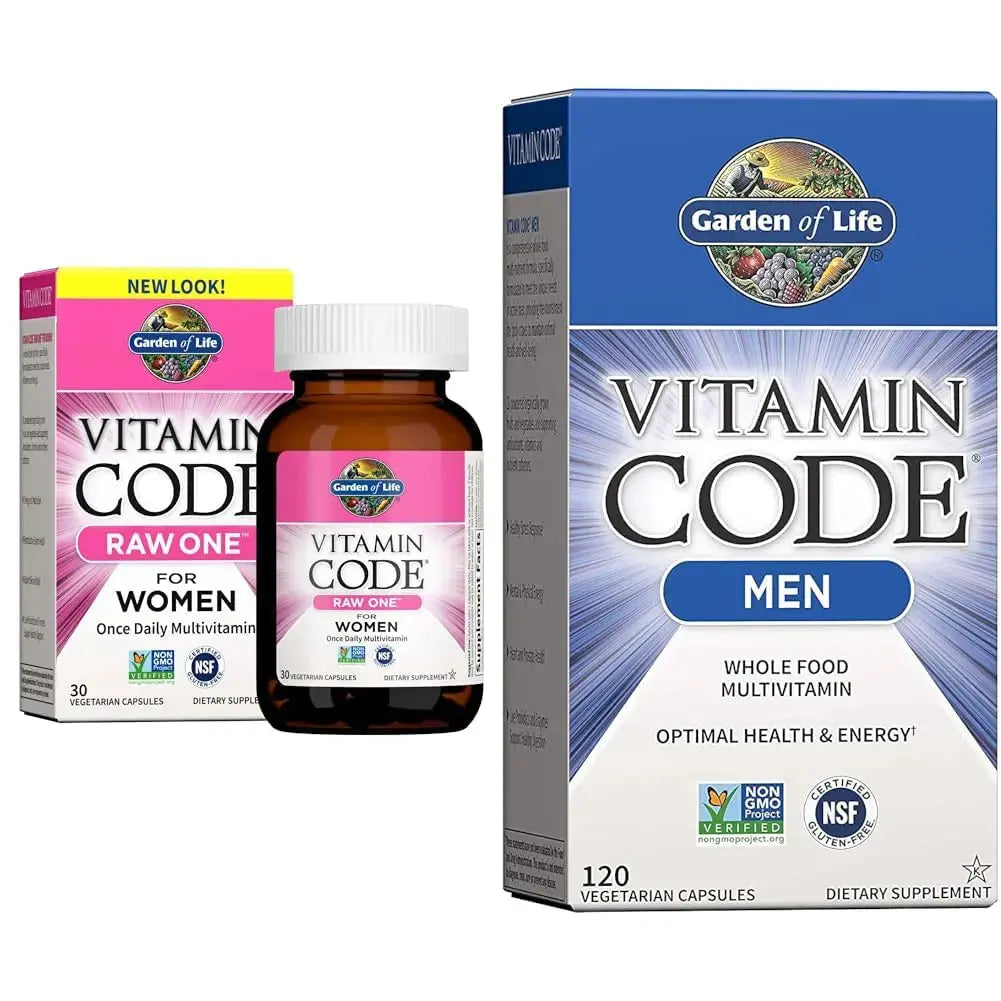 Garden of Life Women's and Men's Whole Food Multivitamins, Vitamin Code Raw One 30 Count and Vitamin Code 120 Count Garden of Life Au supplements