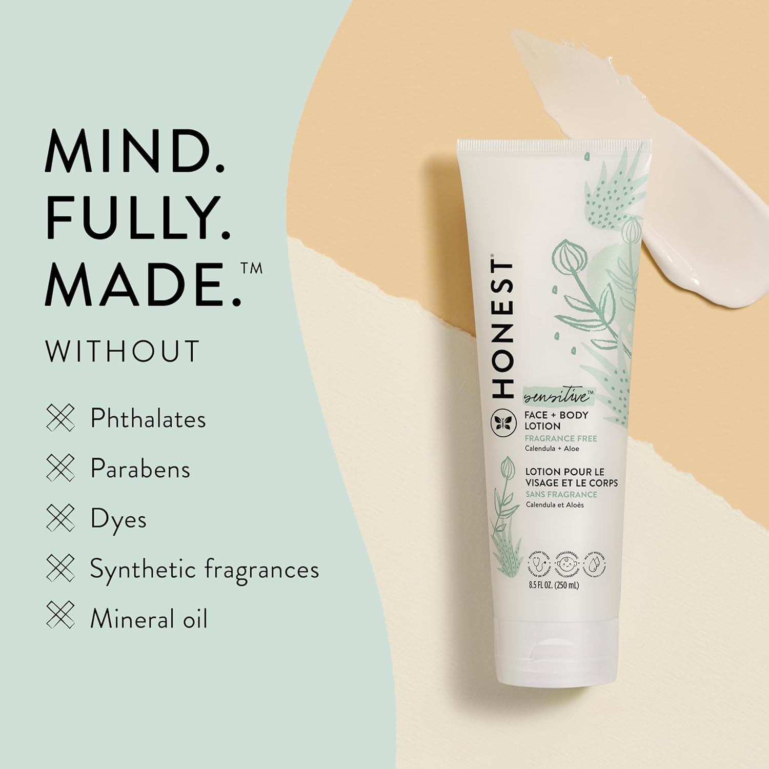 The Honest Company Hydrating Face and Body Lotion, Fast Absorbing, Naturally Derived, Hypoallergenic, Fragrance-Free, Sensitive, 8.5 fl oz