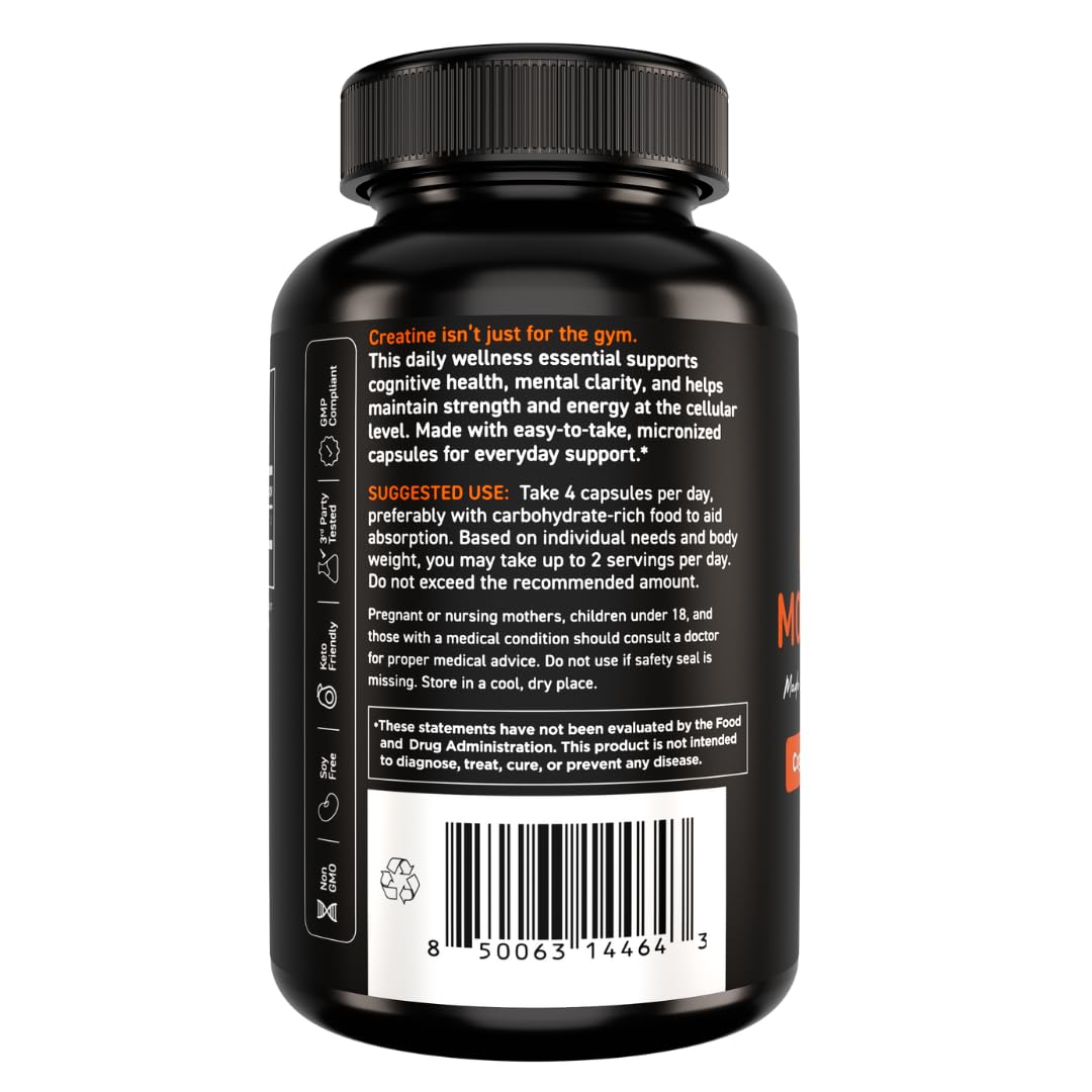 Vital Vitamins Creatine Monohydrate Pills for Women & Men - Micronized Creatine Capsules - Cognitive, Strength, Recovery Support - 3g (3000mg) per Serving - Vegan, Non-GMO, 120 Count Vital Vitamins Au supplements