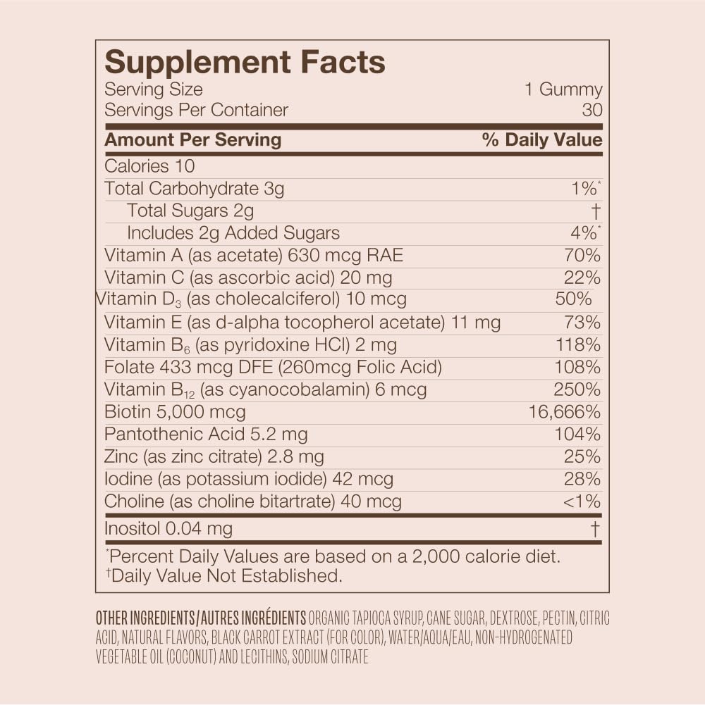 VEGAMOUR GRO Biotin Gummies, Strawberry Flavor with 5000 mcg Biotin, Supports Healthy Hair Vegan Gummies with Vitamins A, B, C, E, B-12 & More, 30 Ct VEGAMOUR Au supplements